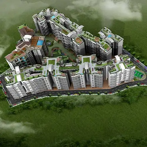 Aerial masterplan view of Grande Exotica luxury residences designed by Jimmy Mistry