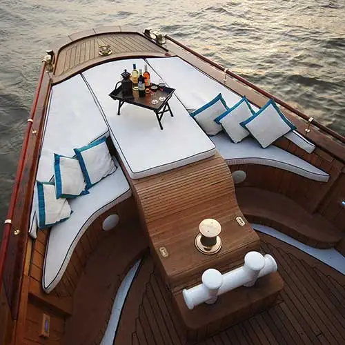 Deck lounge area on MY Kalizma yacht designed by Jimmy Mistry