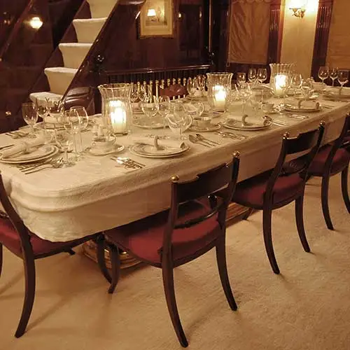 Dining room interior on MY Kalizma luxury yacht by Jimmy Mistry