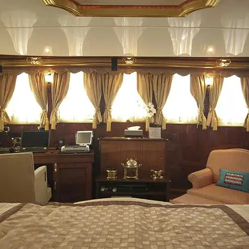 Luxury lounge interior inside MY Kalizma yacht designed by Jimmy Mistry