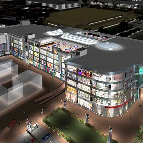 Retail architecture and entrance of Sahara Ganj mall designed by Jimmy Mistry