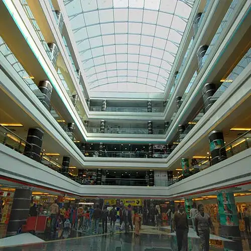 Multi level interior architecture of Sahara Ganj shopping mall by Jimmy Mistry