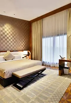 Luxury bedroom interior in villa at Della Resorts Lonavala